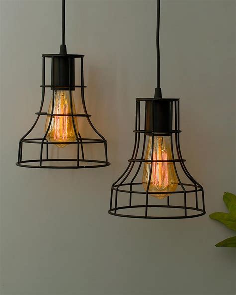 E27 Edison Vintage Black Metal Shade Hanging Light , Set of 2, Pendant ...