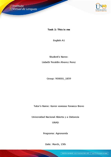Anexo 1 - Plantilla de entrega Task 2 Lisbeth Alvarez C.C 1004696446 - Task 2: This is me ...