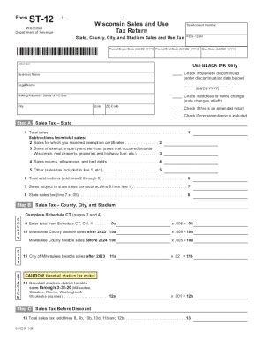 January 2024 S-012 ST-12 Wisconsin Sales And Use Tax Return - State ...