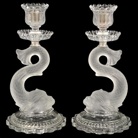 Lot - Pr. Baccarat Crystal Dolphin Candlesticks