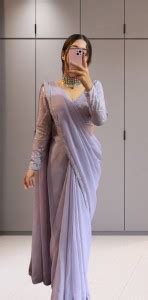 Buy AVIRAT DESIGNER STUDIO Embroidered Bollywood Chiffon Purple Sarees ...