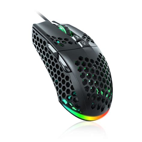 Rgb Wired Gaming Mouse With Honeycomb Shell Adjustable 12800 Dpi ...