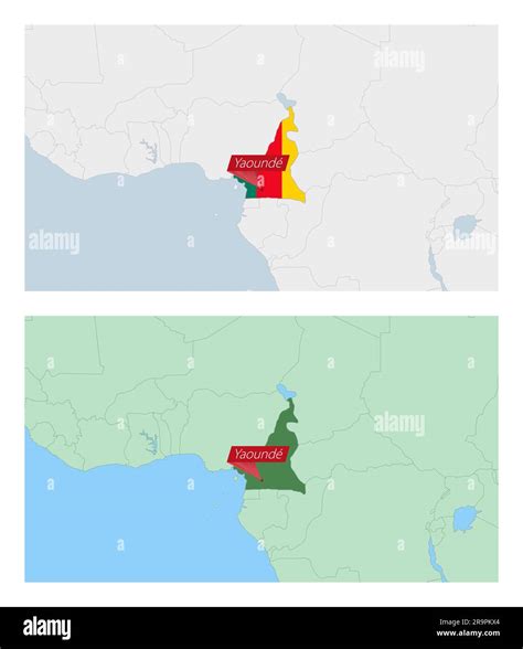Cameroon map with pin of country capital. Two types of Cameroon map ...