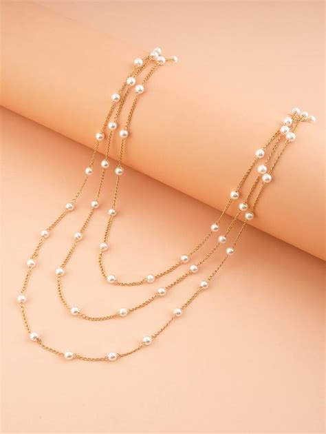 Faux Pearl Decor Layered Necklace | SHEIN USA