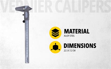 STANLEY 1-35-603 Steel Vernier Calipers, 150 mm, 1/10° Wheel, Milimeter ...