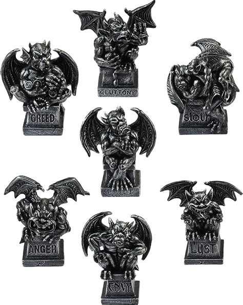 Buy DWK 4" The Deadly Seven Mini Gargoyle Figurines Gothic Sins ...