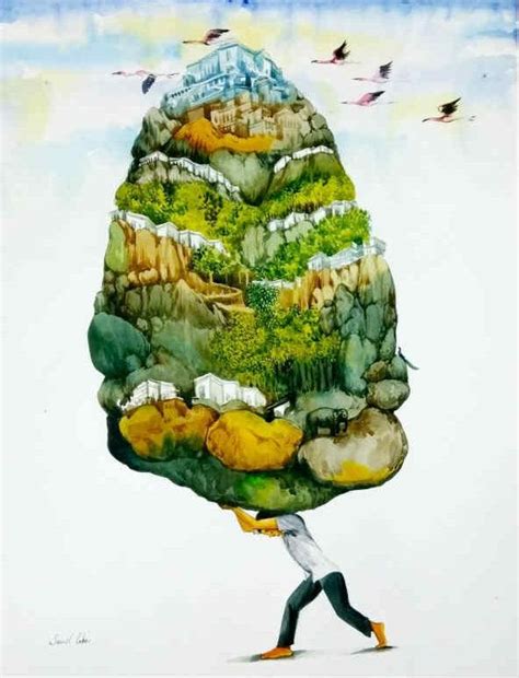 "My Piece Of Land": Green Watercolor Painting by Sunil Lohar | ArtZolo.com