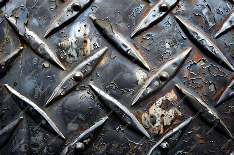 Premium Photo | CloseUp of Diamond Plate Metal Floor Texture