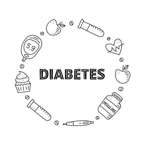 Poster mit Schriftzug und Doodle-Umriss von Diabetes-Artikeln | Premium ...