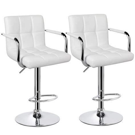 Buy Yaheetech Tall Bar Stools Set of 2 Modern Square PU Leather ...
