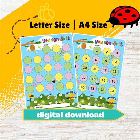 Buy Printable Nature Reward Chart for Kids, Positive Behaviour, Bugs ...