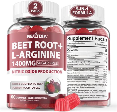 Amazon.com: Beet Root Gummies & L-Arginine 1400mg with B1, B2, B3, B5 ...