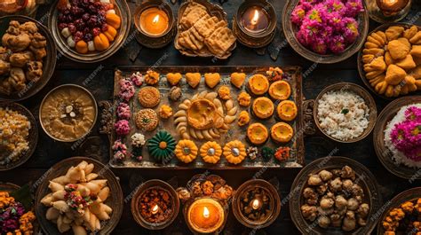 Diwali Feast with Traditional Indian food | Premium AI-generated image