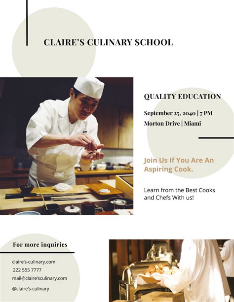 Free Culinary School Flyer Template to Edit Online