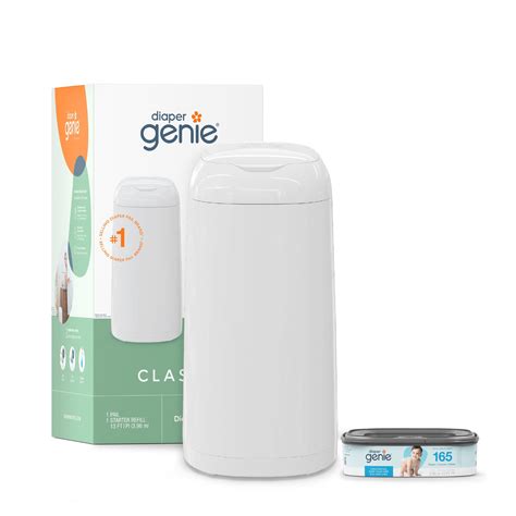 Diaper Genie Classic Pail White Holds Up to 165 Diapers with Odor Lock ...