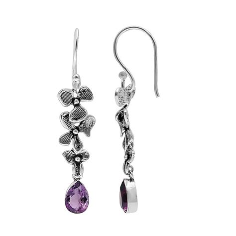 RoiDes Arts Womens Floral Style Amethyst Gemstone Silver Plated Vintage ...