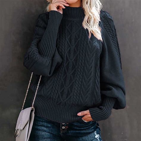 Viadha Fall Sweater Women Casual Solid Long Sleeve Thick Knit Pullover ...
