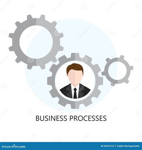 Business Processes Icon Flat Design Concept Stock Vector - Illustration of teamwork, label: 55341212