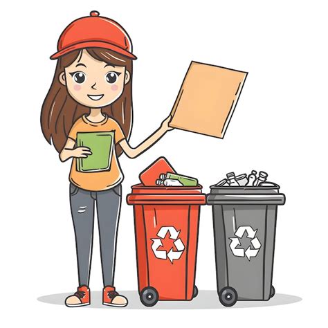 3d flat woman icon with recycling sign and trash bin dos and donts ...