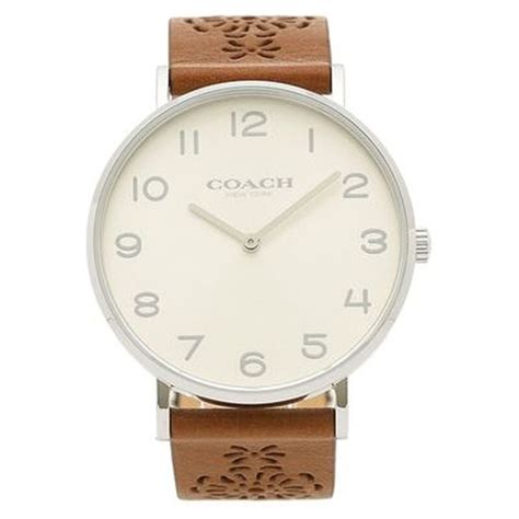 Buy Online Coach Quartz Analog Champagne Dial Leather Strap Watch for ...