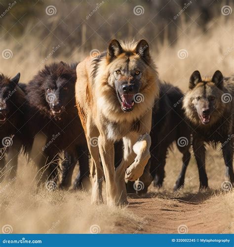 Leader Of Wolf Pack. Silhouette Picture. Wild Animal In Nature. Predator In Natural Conditions ...