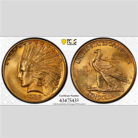 1932 $10 Gold Indian PCGS MS64+ - Rare Coins Of Raleigh