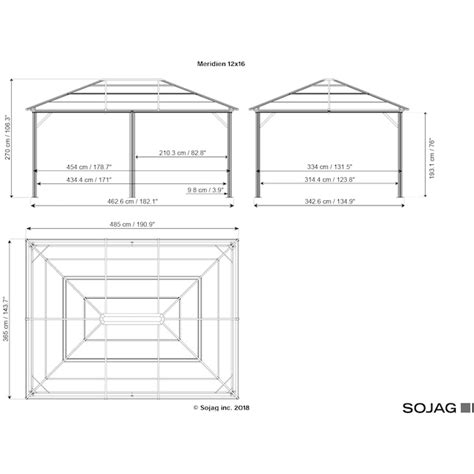 Sojag 12-ft x 16-ft Meridien Rectangle Dark Gray Metal Polycarbonate ...