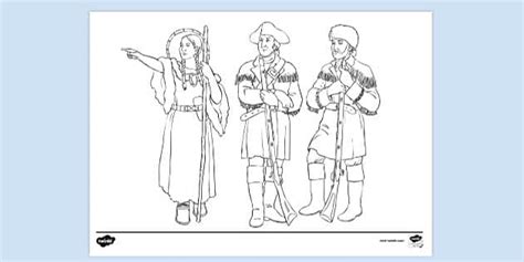 Sacagawea Guiding Lewis and Clark Colouring Sheet - Twinkl