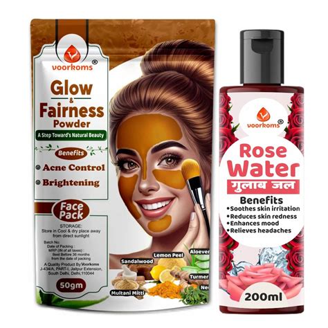 VOORKOMS Glow And Fairness Skin Powder Aloe Vera + Neem + Lemon Peel ...