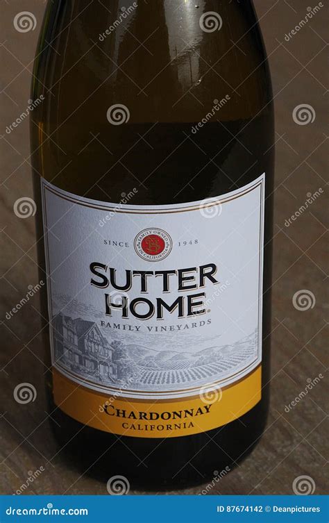 SUTTER HOME FAMILY WINEYARDS CHARDONNAY Editorial Photography - Image ...