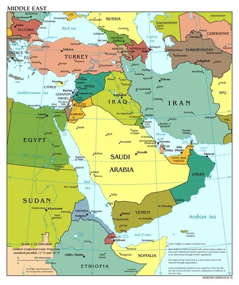 Large scale political map of the Middle East with major cities - 2013 | Middle East | Asia ...