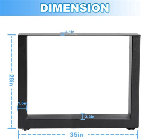 Buy Metal Table Legs 28 Height x35 Wide Square Tube Black Industrial ...