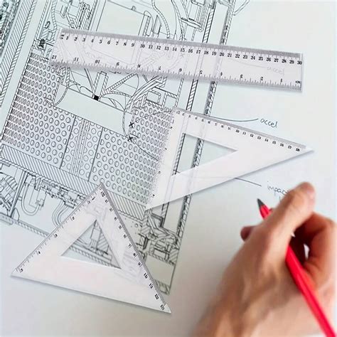 Clear, Simple, And Elegant Math Tools: 1 12-Inch Ruler, 2 Triangles ...