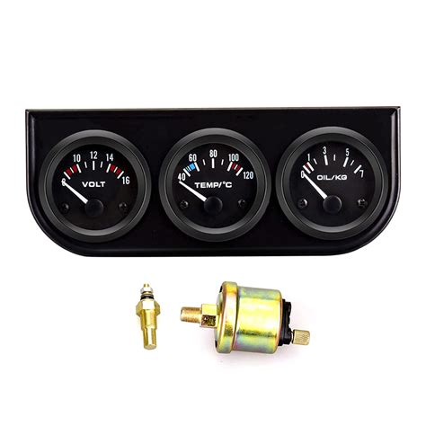 Triple Gauge Kit 2-inch(52mm) 3-in-1 Volt Meter Water Temperature Meter ...