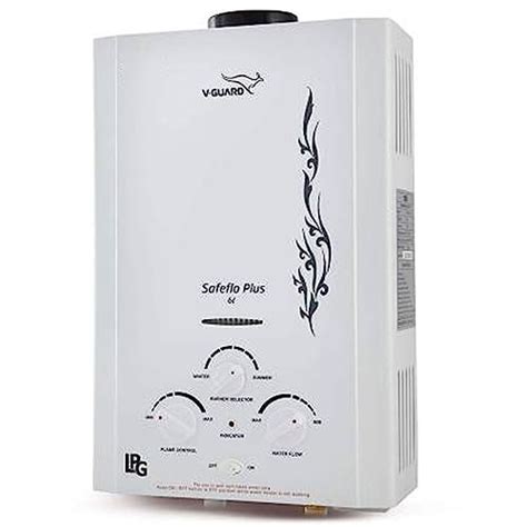 V-Guard LPG Gas Geyser Type Water Heater Safe-FIo Prime 6 Ltr (White ...