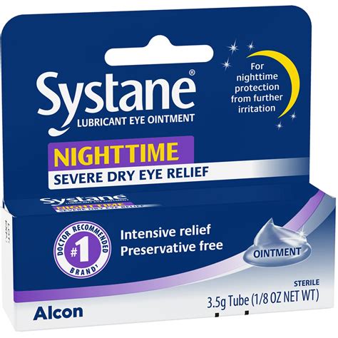 Systane Nighttime Lubricant Eye Ointment for Dry Eye Relief, 3.5g Tube ...