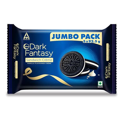 Sunfeast Dark Fantasy Vanilla Cream, 415 Gram, Dark Crunchy Biscuit ...