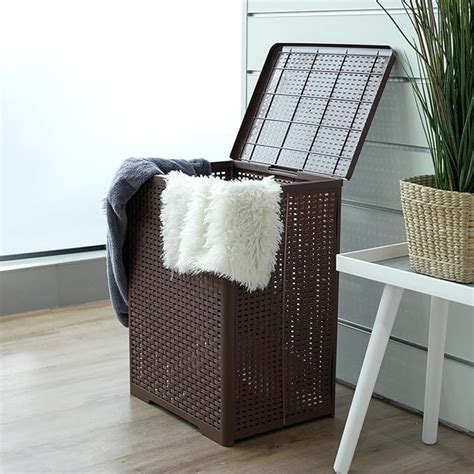 Nayasa Plastic Foldable Laundry Basket 50.5 Liters for Clothes with Lid ...