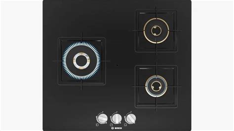 BOSCH Built-in Gas Hob Black Tempered Glass 3 Burner 60cm True brass ...