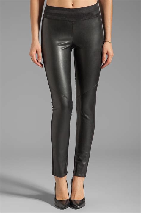 PAIGE Denim Paloma Ponte Vegan Leather Legging in Black | REVOLVE
