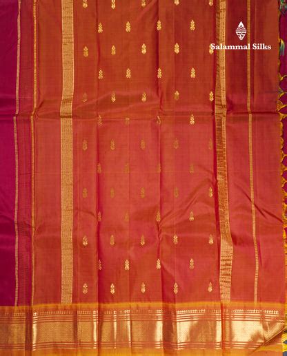 Beautiful Maroon Pure Kanjivaram Silk Saree With Mustard Yellow Tradit ...
