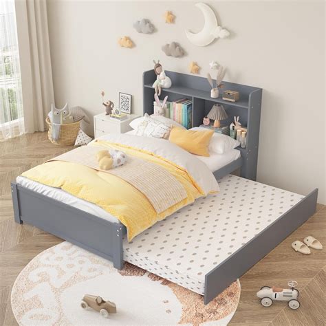SYNGAR Twin Bed Frame with Trundle and Storage India | Ubuy