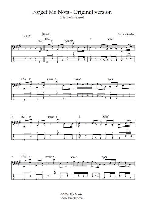 Forget Me Nots Patrice Rushen Bass Tab