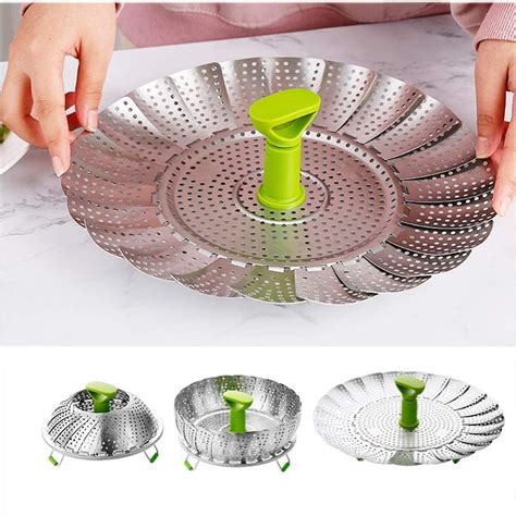 QUALIZA Stainless Steel Steamer Retractable, Metallic Stainless Steel ...