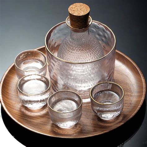 Japanese Sake Glass Set with Chiller Bowl | 6 Pcs Set | Bowl(600ml),Ca ...