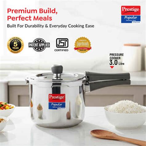 Prestige Svachh Popular Stainless Steel Pressure Cooker | 3 Litre | Sp ...