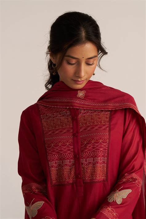 Maroon Embroidery Kurta Set - Ganga Fashions