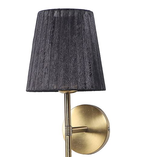 Tino Gold Iron & Black Fabric Wall Mount Lamp Light For Home & Balcony ...