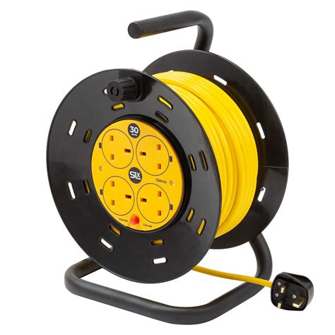 SLx Extension Lead 30m Heavy Duty Cable Reel, 4 Socket Cord Reel UK ...
