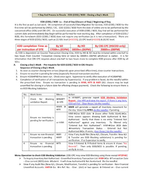 Day End Process in Finacle